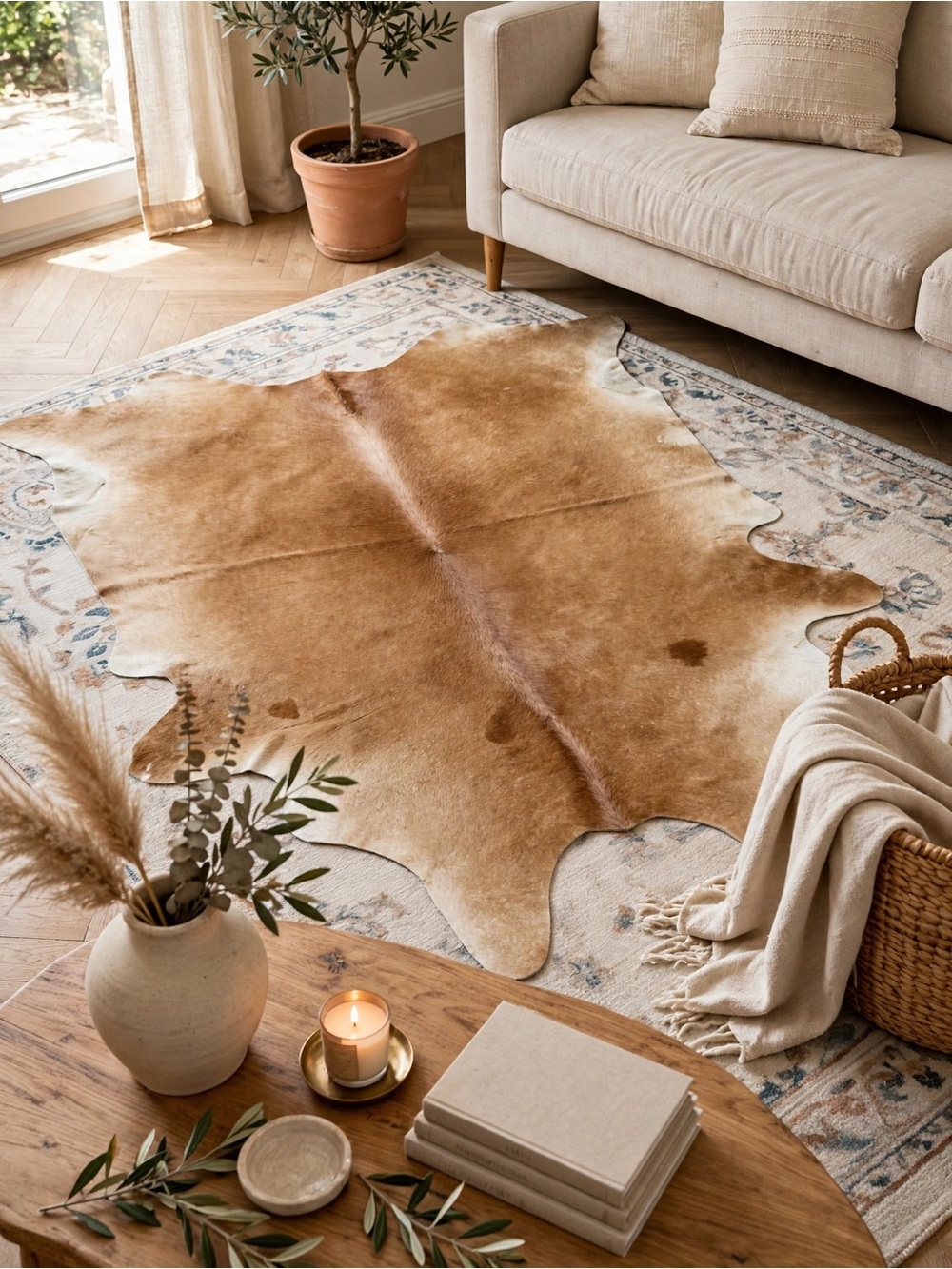 World market Cowhide Genuine Rug dark brown 3.38 m2